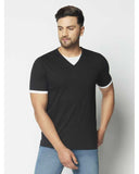 Solid Half Sleeves V-Neck T-shirts For Men's